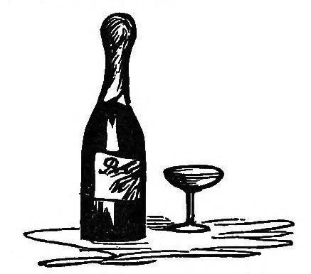 Illustration: wine bottle and glass