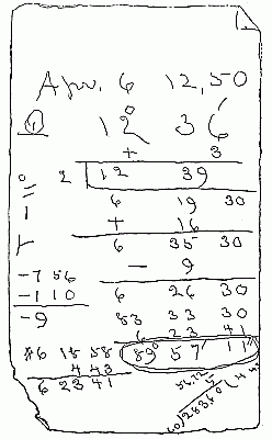 VI. FACSIMILE, SLIGHTLY REDUCED IN SIZE, OF PEARY'S OBSERVATIONS OF APRIL 6, 1909