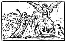 Angels singing in front of the shepherds
