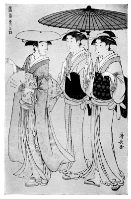 KIYONAGA: LADY WITH TWO ATTENDANTS.