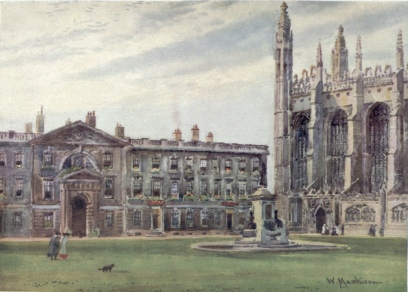 KING’S COLLEGE CHAPEL AND THE FELLOWS’ BUILDINGS

The South door of the Chapel is seen to the right in the picture, and
the Fellows’ Buildings, constructed in 1723, are on the left. The
Fountain with a statue of the founder, Henry the Sixth, was designed by
H. A. Armstead, R. A.